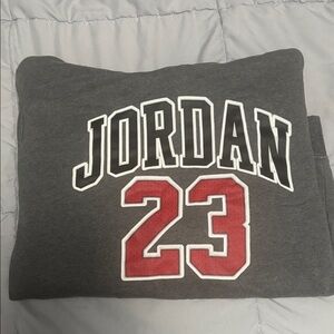 Kids Jordan Gray Hoodie with Red 23